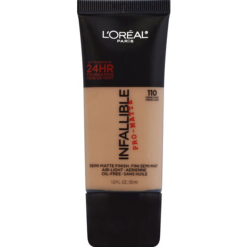 L'Oreal Infallible Pro-Matte Foundation, Demi-Matte Finish, 24 HR, Creme Cafe 110