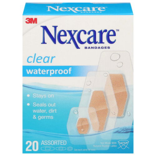 Nexcare Bandages, Clear, Waterproof