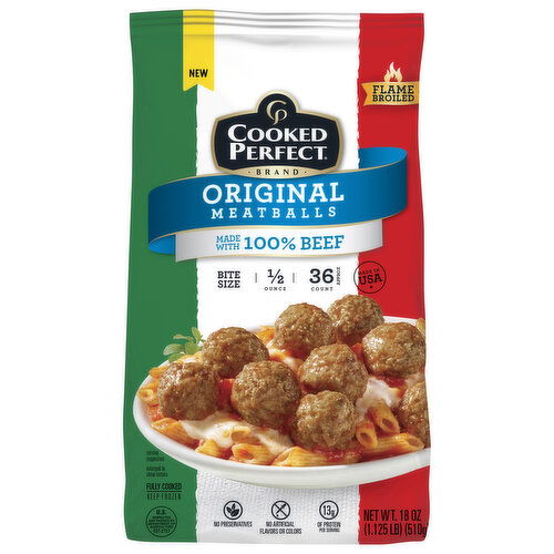 Cooked Perfect Meatballs, Original, Flame Broiled