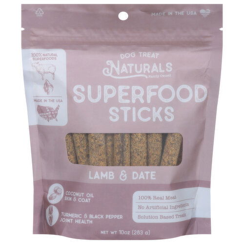 Dog Treat Naturals Superfood Sticks, Lamb & date