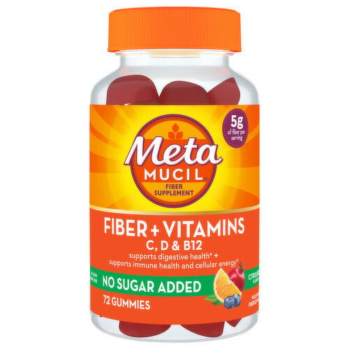 Metamucil No Sugar Added Gummies Citrus Berry Flavored Fiber + Vitamins