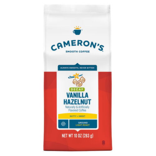 Cameron's Coffee Bag, Decaf, Flavored, Vanilla Hazelnut Light Roast Ground Coffee 10oz