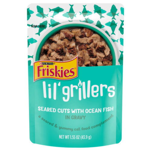 Friskies Lil' Grillers in Gravy Seared Cuts with Ocean Fish Cat Food Complement