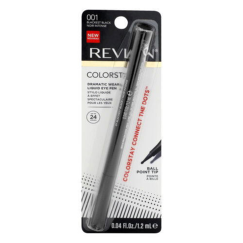 Revlon Colorstay Liquid Eye Pen, Dramatic Wear, Blackest Black 001, Ball Point Tip
