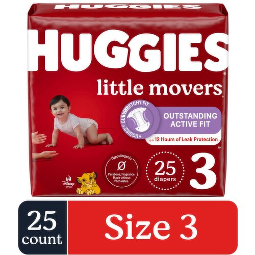 Huggies Little Movers Huggies Little Movers Baby Diapers, Size 3, 25 Ct