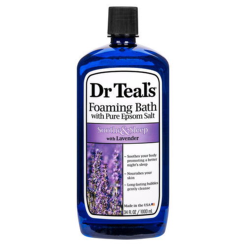 Dr Teal's Foaming Bath with Pure Epsom Salt, Soothe & Sleep with Lavender