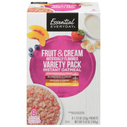 Essential Everyday Instant Oatmeal, Fruit & Cream, Variety Pack