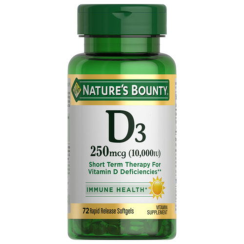 Nature's Bounty Vitamin D3, 250 mcg, Rapid Release Softgels