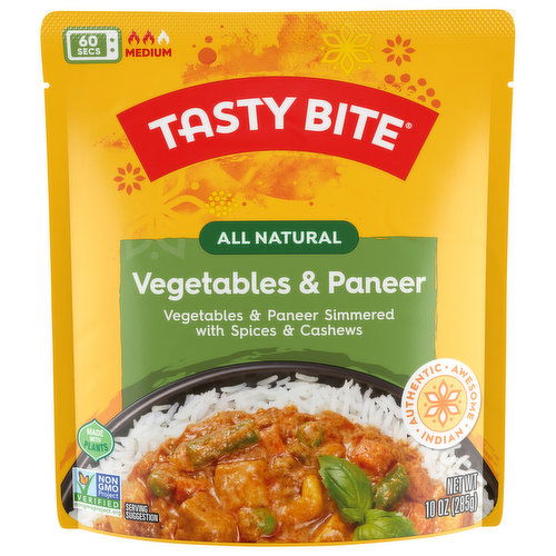 Tasty Bite Vegetable & Paneer, All Natural, Indian, Medium