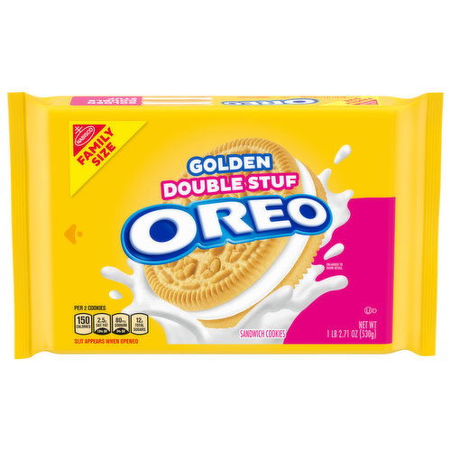 OREO Double Stuf Golden Sandwich Cookies, Family Size