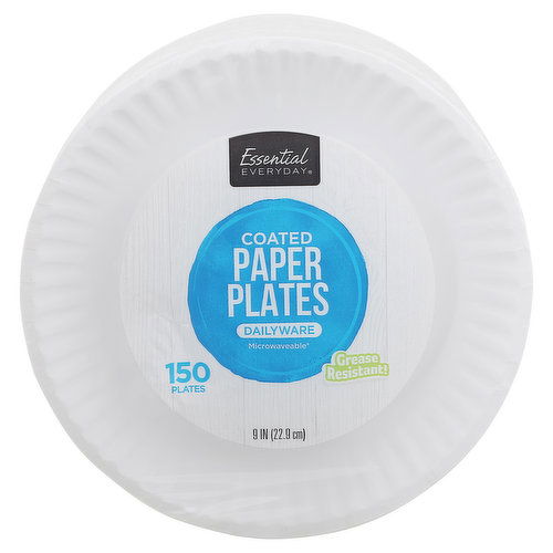 Essential Everyday Paper Plates, Dailyware, Coated, 9 Inch