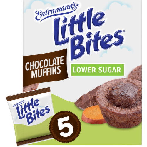Entenmann's Little Bites Lower Sugar Chocolate Mini Muffins, 5 packs, (4 ct each), 8.25 lbs Case
