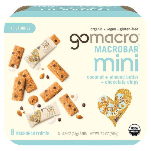 GoMacro MacroBars, Coconut + Almond Butter + Chocolate Chips, Mini