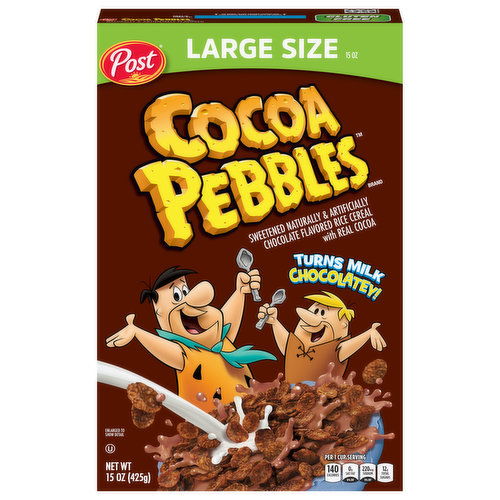 Cocoa Pebbles Cereal, Chocolate Flavored, Large Size