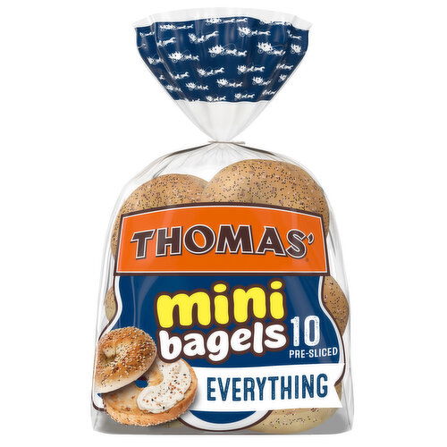 Thomas' Everything Pre-sliced Mini Bagels, 10 count, 15 oz