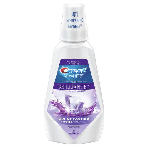 Crest 3D White Crest 3D White Fresh Whitening Mouthwash, Alcohol-Free, Peroxide Free, Clean Mint Flavor, 1 L (33.8 fl oz)