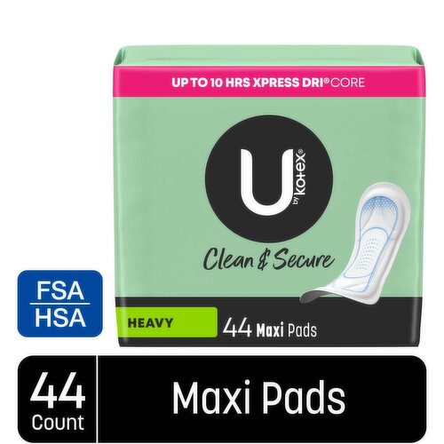U By Kotex Clean & Secure Feminine Pads, Heavy Absorbency, Unscented