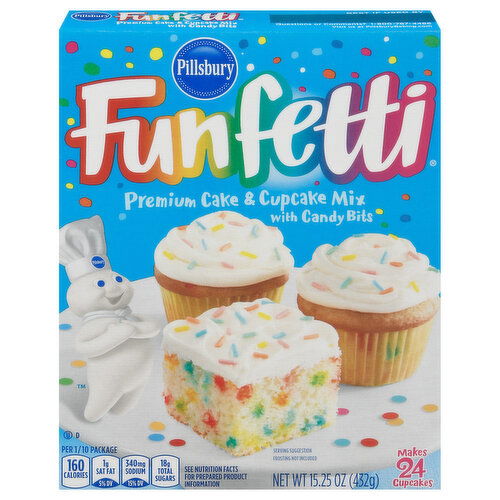 Pillsbury Funfetti Cake & Cupcake Mix, Premium, with Candy Bits