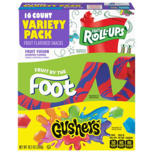 Fruit Roll-Ups Fruit Flavored Snacks, Fruit Fusion Assorted Flavors, Variety Pack