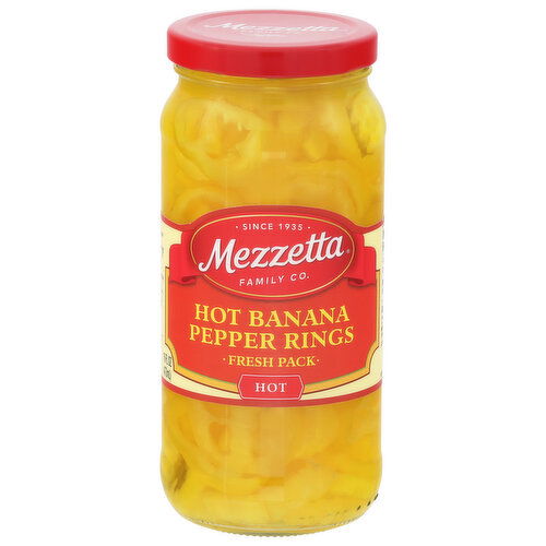 Mezzetta Banana Pepper Rings, Hot, Fresh Pack