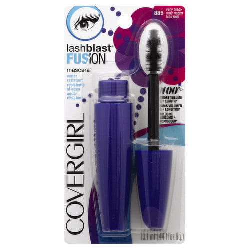 CoverGirl LashBlast Fusion Mascara, Water Resistant, Volume + Length, Very Black 885