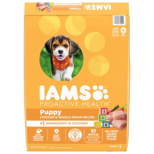 IAMS Proactive Health Dog Food, Super Premium, Chicken & Whole Grain Recipe, Puppy