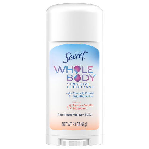 Secret Whole Body Sensitive Aluminum Free Dry Solid Peach + Vanilla Blossoms Deodorant