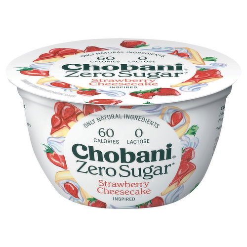 Chobani Yogurt, Zero Sugar, Strawberry Cheesecake Inspired