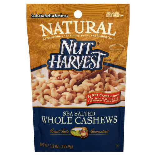 Nut Harvest Natural Whole Cashews, Sea Salted
