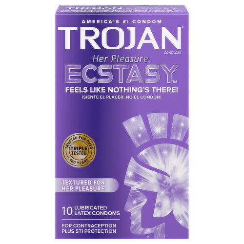 Trojan Her Pleasure Ecstasy Condoms, Latex, Lubricated