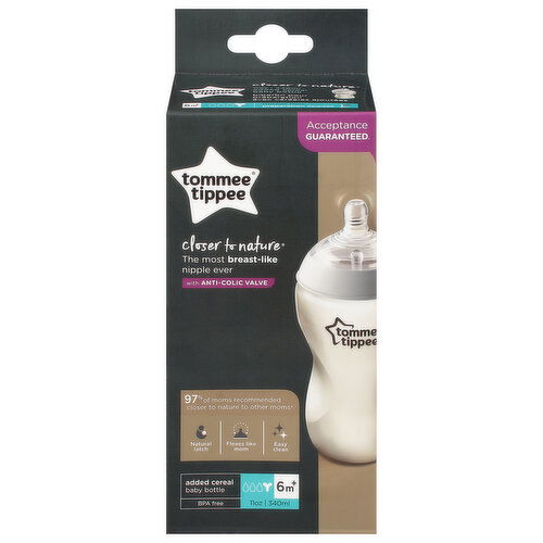 Tommee Tippee Closer to Nature Baby Bottle, 11 Ounce, 6 Months+