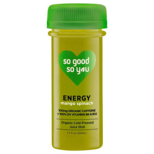 So Good So You Juice Shot, Energy, Mango Spinach