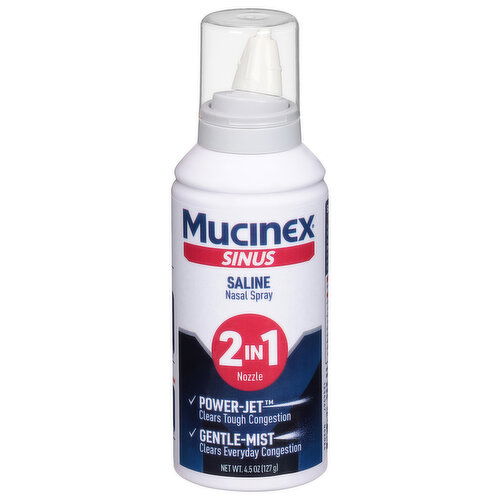Mucinex Nasal Spray, Saline, 2 in 1, Sinus