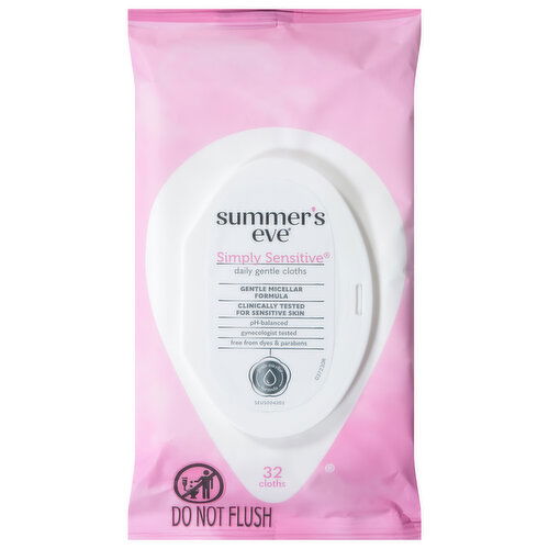 Summer's Eve Simply Sensitive Gentle Cloths, Daily