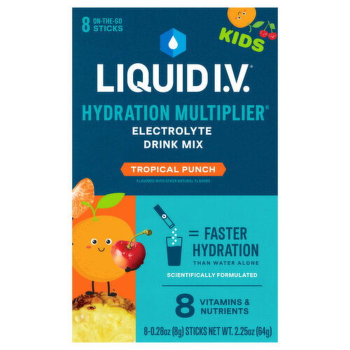 Liquid I.V. Hydration Multiplier Electrolyte Drink Mix, Tropical Punch, Kids