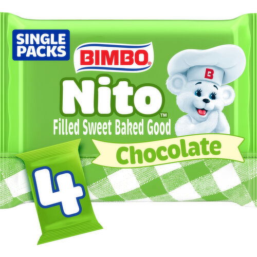 Bimbo Nito Chocolate Crème Filled Sweet Baked Good, 4 packs, 8.76 oz