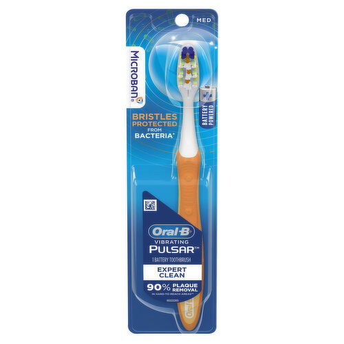 Oral-B Pulsar Vibrating Pulsar Battery Toothbrush with Microban, Plaque Remover for Teeth, Medium, 1 Count