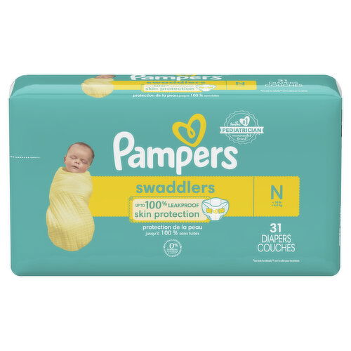 Pampers Swaddlers Swaddlers Newborn Diapers, Size N