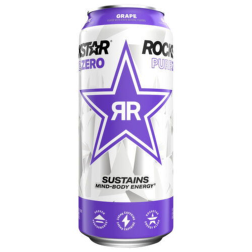 Rockstar Pure Zero Energy Drink, Sugar Free, Grape