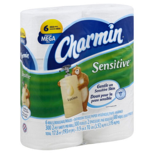Charmin Sensitive Bathroom Tissue, Unscented, Mega Roll, 2-Ply