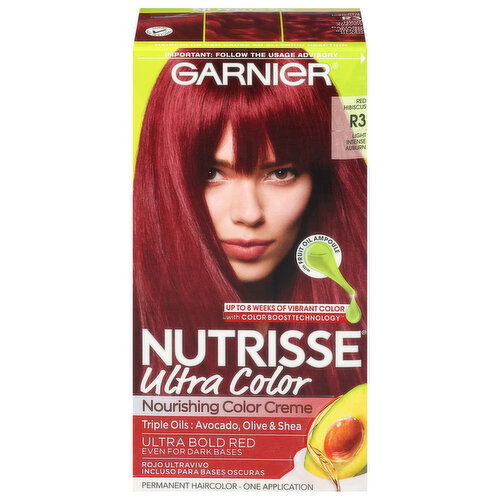 Nutrisse Hair Color, Permanent, Ultra Color, Red Hibiscus R3