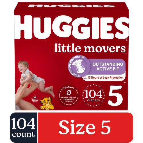 Huggies Little Movers Baby Diapers, Size 5