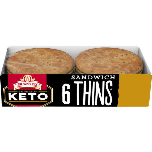 Brownberry Plain Pre-sliced Sandwich Thins, 6 count, 12 oz