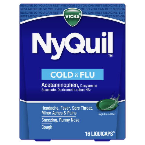 Vicks Cold & Flu Vicks NyQuil Cold & Flu, LiquiCap Over-the-Counter Medicine, 16ct