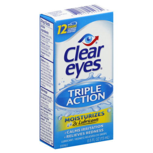 Clear Eyes Eye Drops, Lubricant/Redness Reliever, Triple Action