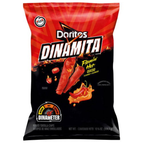 Doritos Dinamita Tortilla Chips, Rolled, Flamin' Hot Queso Flavored