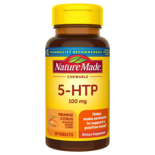 Nature Made 5-HTP, 100 mg, Chewable, Tablets, Orange Citrus