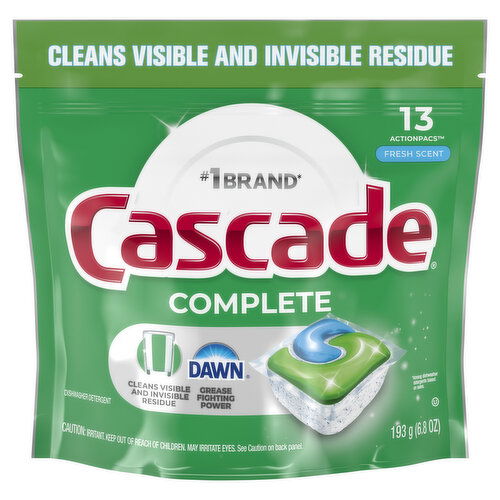 Cascade Cascade Complete Dishwasher Pods Detergent, Fresh, 13 Count