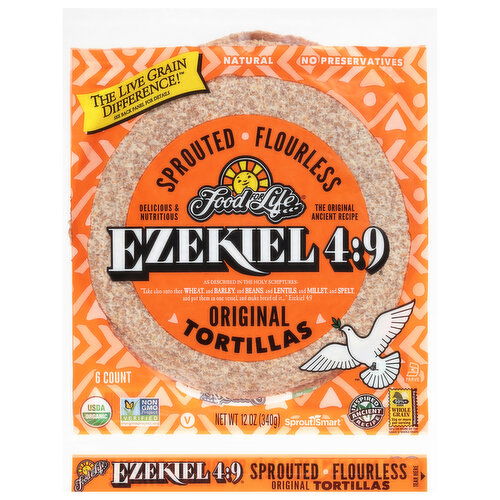Food for Life Ezekiel 4:9 Tortillas, Original, Sprouted Flourless