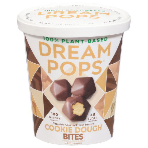 Dream Pops Frozen Dessert, Chocolate-Covered, Cookie Dough, Bites